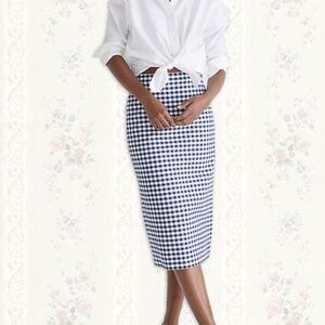 J. Crew Navy Gingham Pencil Skirt